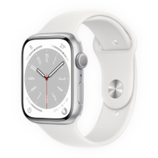 Apple Watch Series 8 45mm Silver Aluminum Case with White Sport Band (MP6N3)