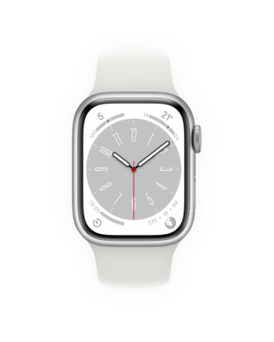 Apple Watch Series 8 41mm Silver Aluminum Case with White Sport Band (MNP63)