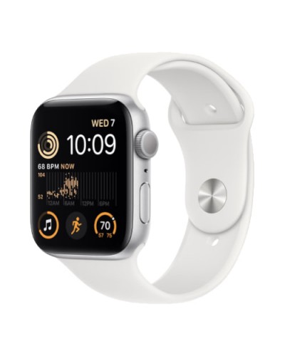 Apple Watch SE 44mm Silver Aluminium Case with White Sport Band (MNK23)
