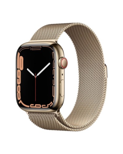 Apple Watch Series 7 GPS + LTE, 41mm Gold Stainless Steel Case with Gold Milanese Loop (MKHH3/ MKJ03)