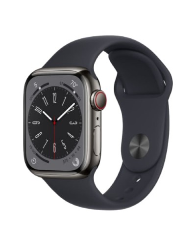 Apple Watch 8 41mm GPS+LTE Graphite Stainless Steel Case with Midnight Sport Band (MNJJ3)