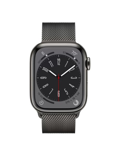 Apple Watch 8 45mm (GPS+LTE) Graphite Stainless Steel Case with Graphite Milanese Loop (MNKX3)