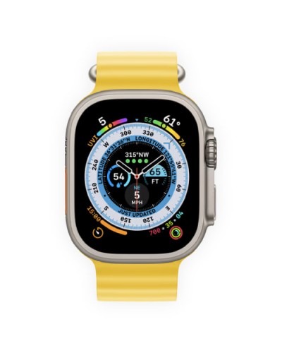 Apple Watch Ultra 49mm Titanium Case with Yellow Ocean Band (MNHG3)