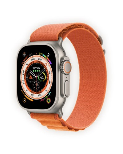 Apple Watch Ultra 49mm Titanium Case with Orange Alpine Loop Large (MQFM3)