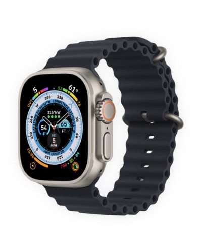 Apple Watch Ultra 49mm Titanium Case with Midnight Ocean Band (MQFK3)