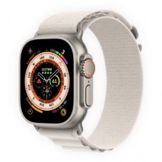Apple Watch Ultra 49mm Titanium Case with Starlight Alpine Loop Small (MQFQ3)
