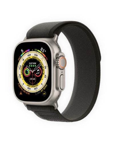 Apple Watch Ultra 49mm Titanium Case with Black/Gray Trail Loop M/L (MQFX3)