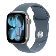 Apple Watch Series 11 GPS, 42mm Silver Aluminum Case with Anchor Blue Sport Band - M/L