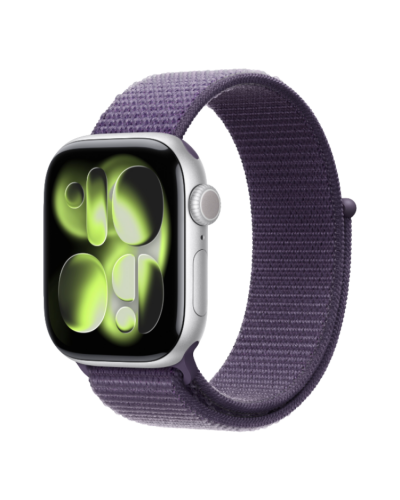Apple Watch Series 11 GPS, 46mm Silver Aluminum Case with Purple Fog Sport Loop