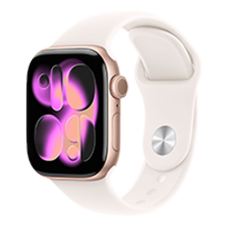 Apple Watch Series 11 GPS, 42mm Rose Gold Aluminum Case with Light Blush Sport Band - S/M (MEU04)