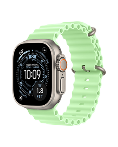 Apple Watch Ultra 3 GPS + Cellular, 49mm Natural Titanium Case with Neon Green Ocean Band