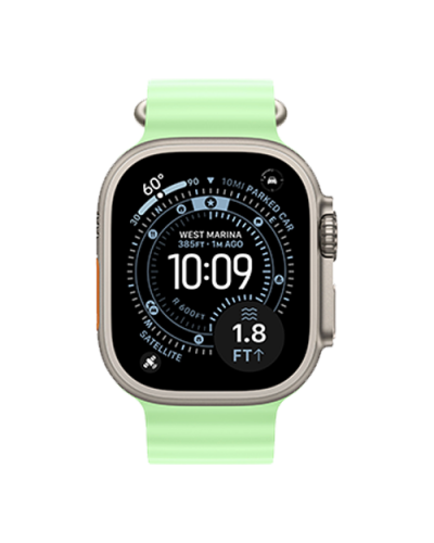 Apple Watch Ultra 3 GPS + Cellular, 49mm Natural Titanium Case with Neon Green Ocean Band