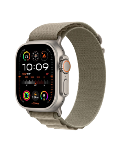 Apple Watch Ultra 2 49mm Titanium Case with Olive Alpine Loop (Medium) (MREY3)