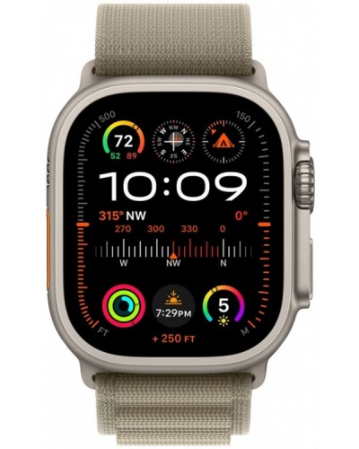 Apple Watch Ultra 2 49mm Titanium Case with Olive Alpine Loop (Medium) (MREY3)