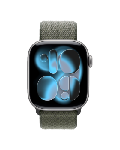 Apple Watch Series 11 GPS, 46mm Space Gray Aluminum Case with Forest Sport Loop