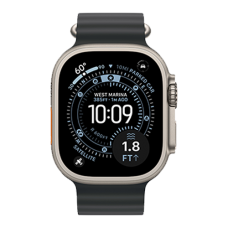 Apple Watch Ultra 3 GPS + Cellular, 49mm Natural Titanium Case with Black Ocean Band