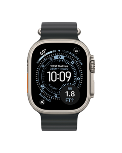 Apple Watch Ultra 3 GPS + Cellular, 49mm Natural Titanium Case with Black Ocean Band