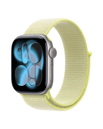 Apple Watch Series 11 GPS, 46mm Space Gray Aluminum Case with Neon Yellow Sport Loop