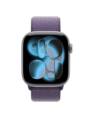 Apple Watch Series 11 GPS, 46mm Space Gray Aluminum Case with Purple Fog Sport Loop