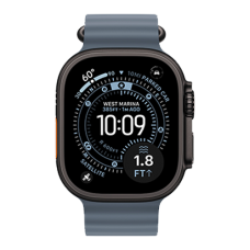 Apple Watch Ultra 3 GPS + Cellular, 49mm Black Titanium Case with Anchor Blue Ocean Band