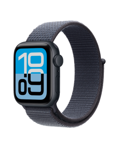 Apple Watch SE 3 GPS, 40mm Midnight Aluminum Case with Anchor Blue Sport Loop