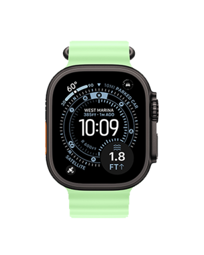Apple Watch Ultra 3 GPS + Cellular, 49mm Black Titanium Case with Neon Green Ocean Band