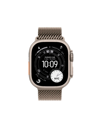 Apple Watch Ultra 3 GPS + Cellular, 49mm Natural Titanium Case with Natural Titanium Milanese Loop - Small (MEWW4)