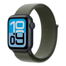 Apple Watch SE 3 GPS, 40mm Midnight Aluminum Case with Forest Sport Loop