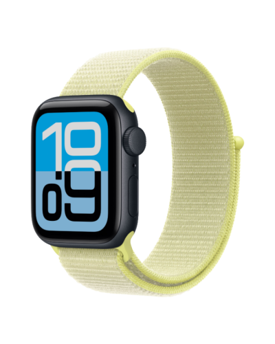 Apple Watch SE 3 GPS, 40mm Midnight Aluminum Case with Neon Yellow Sport Loop