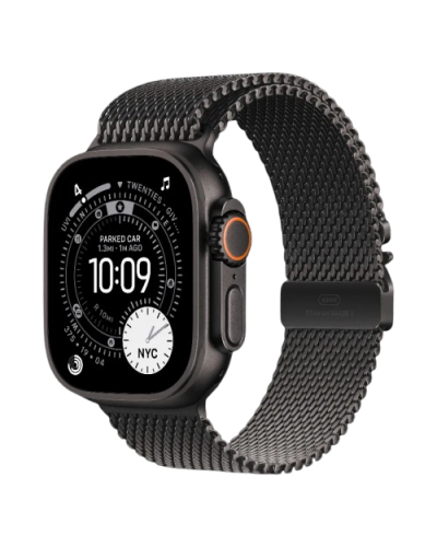 Apple Watch Ultra 3 GPS + Cellular, 49mm Black Titanium Case with Black Titanium Milanese Loop - Large (MF1T4)