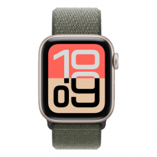 Apple Watch SE 3 GPS, 40mm Starlight Aluminum Case with Forest Sport Loop