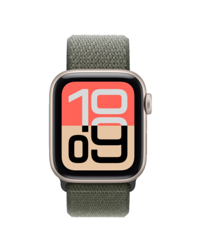 Apple Watch SE 3 GPS, 40mm Starlight Aluminum Case with Forest Sport Loop