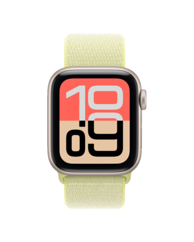 Apple Watch SE 3 GPS, 40mm Starlight Aluminum Case with Neon Yellow Sport Loop