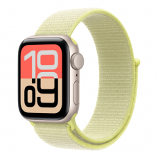 Apple Watch SE 3 GPS, 40mm Starlight Aluminum Case with Neon Yellow Sport Loop