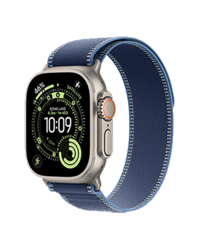 Apple Watch Ultra 3 GPS + Cellular, 49mm Natural Titanium Case with Blue/Bright Blue Trail Loop - S/M (MEWR4)