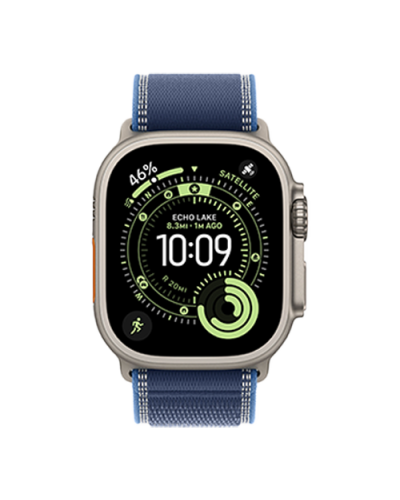 Apple Watch Ultra 3 GPS + Cellular, 49mm Natural Titanium Case with Blue/Bright Blue Trail Loop - S/M (MEWR4)