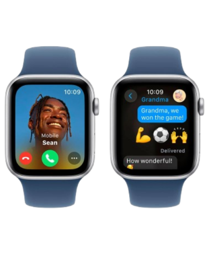 Apple Watch Series SE 2024 GPS 40mm Silver Aluminium Case with Denim Sport Band - S/M (MXEC3)