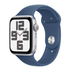 Apple Watch Series SE 2024 GPS 40mm Silver Aluminium Case with Denim Sport Band - M/L (MXED3)