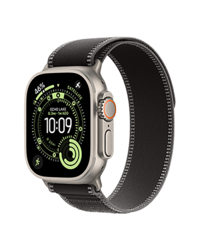 Apple Watch Ultra 3 GPS + Cellular, 49mm Natural Titanium Case with Black/Charcoal Trail Loop - M/L