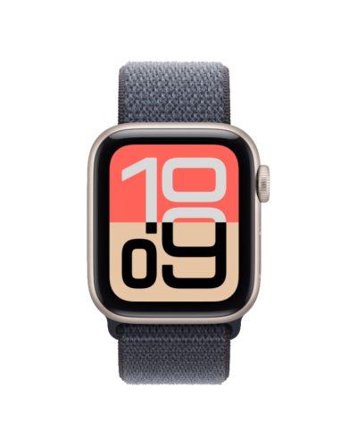 Apple Watch SE 3 GPS, 44mm Starlight Aluminum Case with Anchor Blue Sport Loop