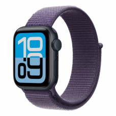Apple Watch SE 3 GPS, 44mm Midnight Aluminum Case with Purple Fog Sport Loop