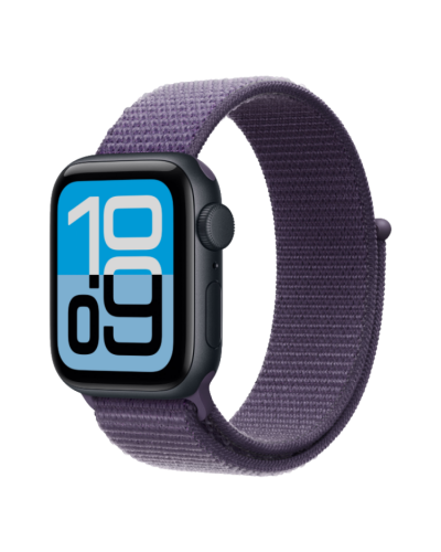 Apple Watch SE 3 GPS, 44mm Midnight Aluminum Case with Purple Fog Sport Loop