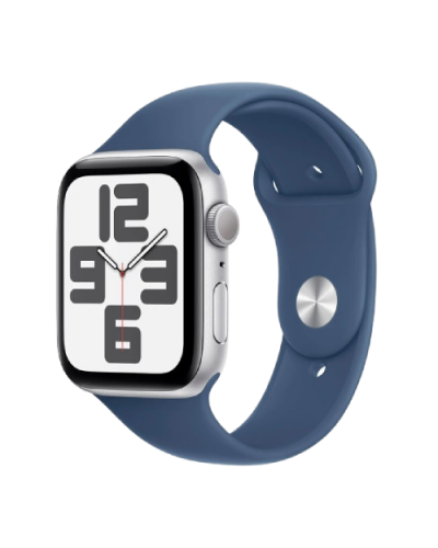 Apple Watch Series SE 2024 GPS 44mm Silver Aluminium Case with Denim Sport Band - M/L (MXER3)