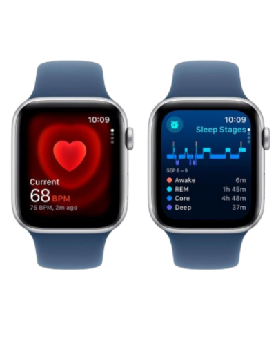 Apple Watch Series SE 2024 GPS 44mm Silver Aluminium Case with Denim Sport Band - M/L (MXER3)