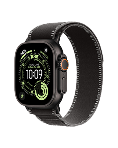 Apple Watch Ultra 3 GPS + Cellular, 49mm Black Titanium Case with Black/Charcoal Trail Loop - S/M (MF1D4)