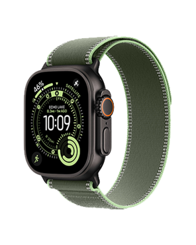 Apple Watch Ultra 3 GPS + Cellular, 49mm Black Titanium Case with Green/Neon Trail Loop - M/L