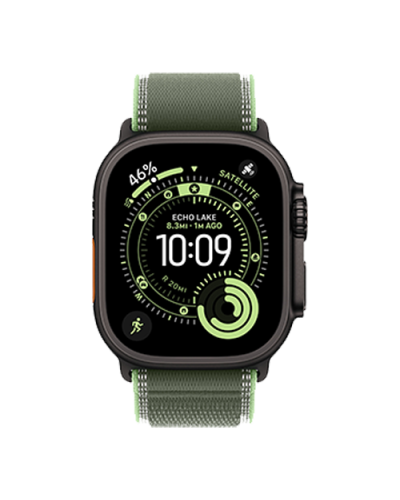 Apple Watch Ultra 3 GPS + Cellular, 49mm Black Titanium Case with Green/Neon Trail Loop - M/L