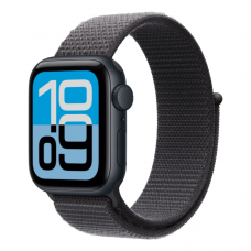 Apple Watch SE 3 GPS, 44mm Midnight Aluminum Case with Dark Gray Sport Loop