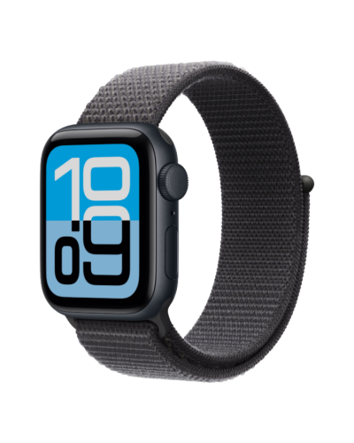 Apple Watch SE 3 GPS, 44mm Midnight Aluminum Case with Dark Gray Sport Loop