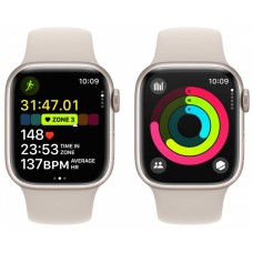 Apple Watch Series 9 45mm GPS Starlight Aluminum Case with Starlight Sport Band (M/L) MR973